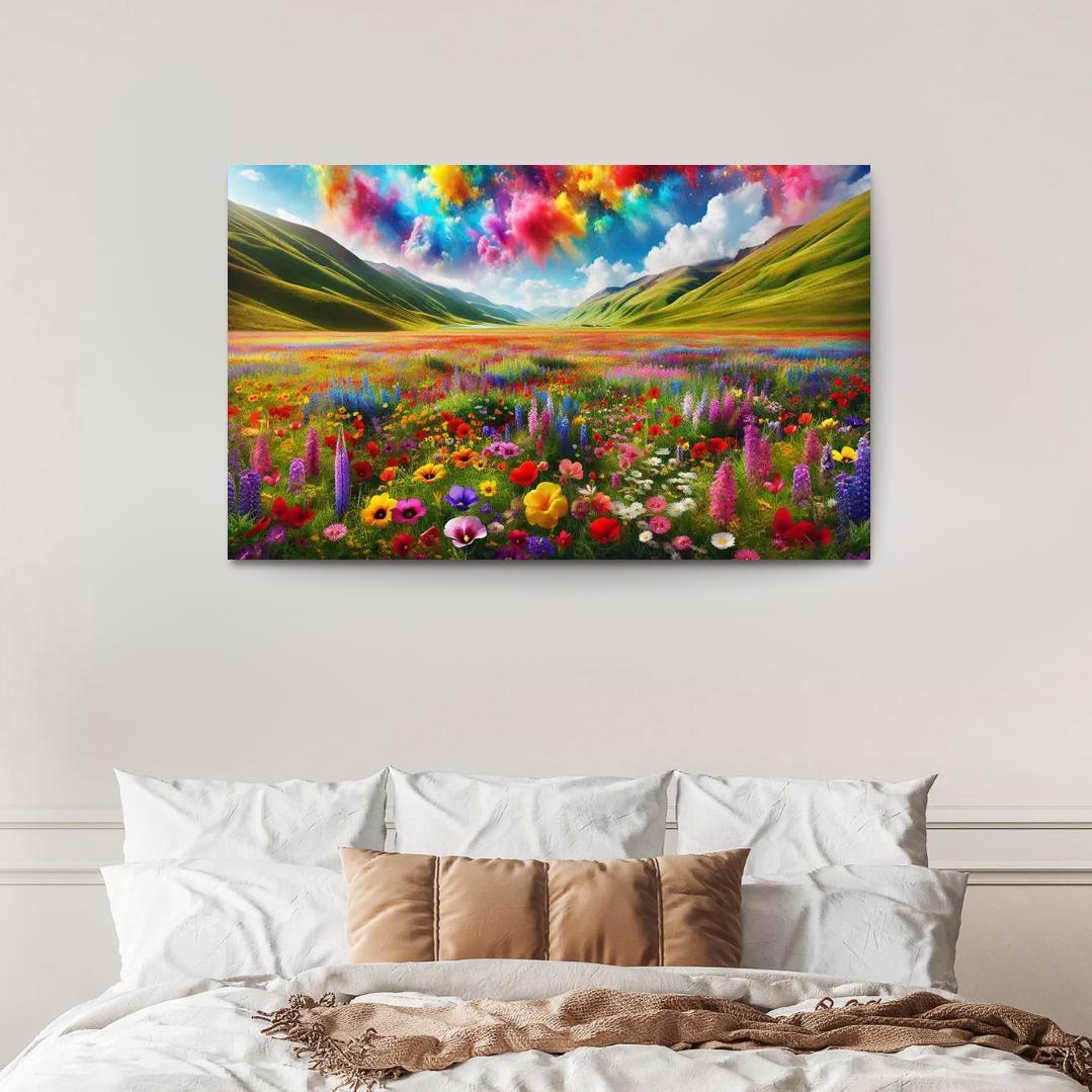 The Vibrant Blooms Of Rainbow Meadow Custom Paintings Frame