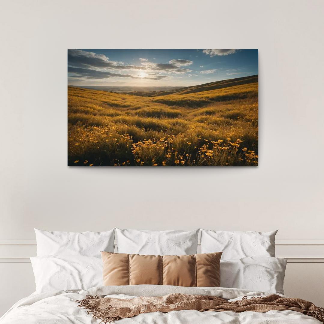 The Elysian Fields Of Golden Wildflowers Multi-panel Paintings