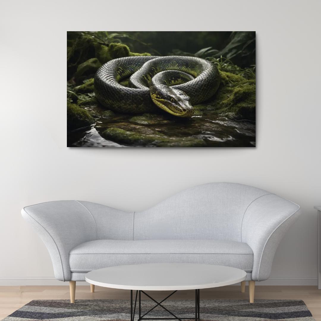 The Mysterious Green Anaconda Giant Of The Swamps Canvas Paintings Frame