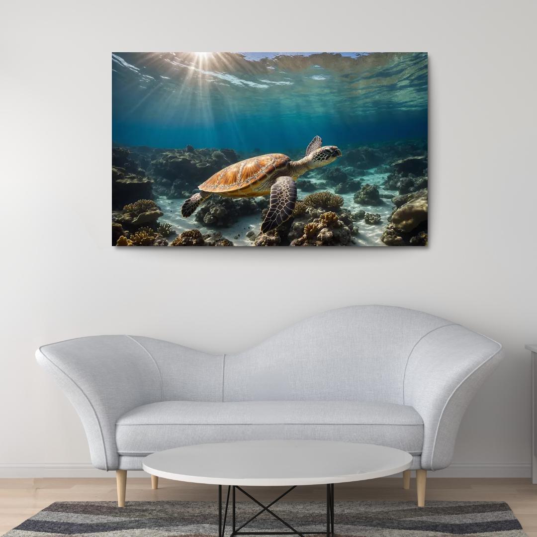 The Enigmatic Green Sea Turtle Ancient Traveler Of The Oceans Modern Paintings Frame