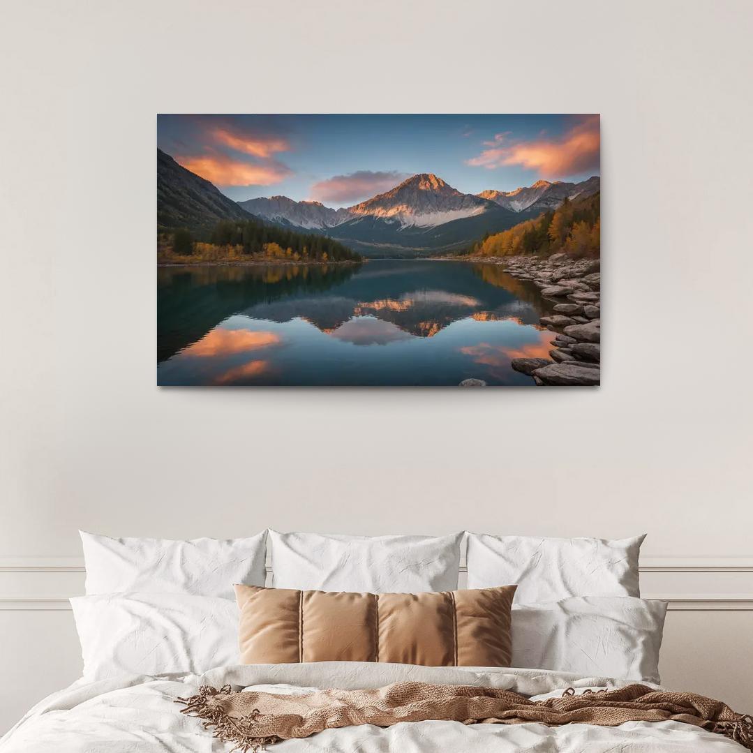 The Stillness Of Mirror Lakes Oil Paintings Frame
