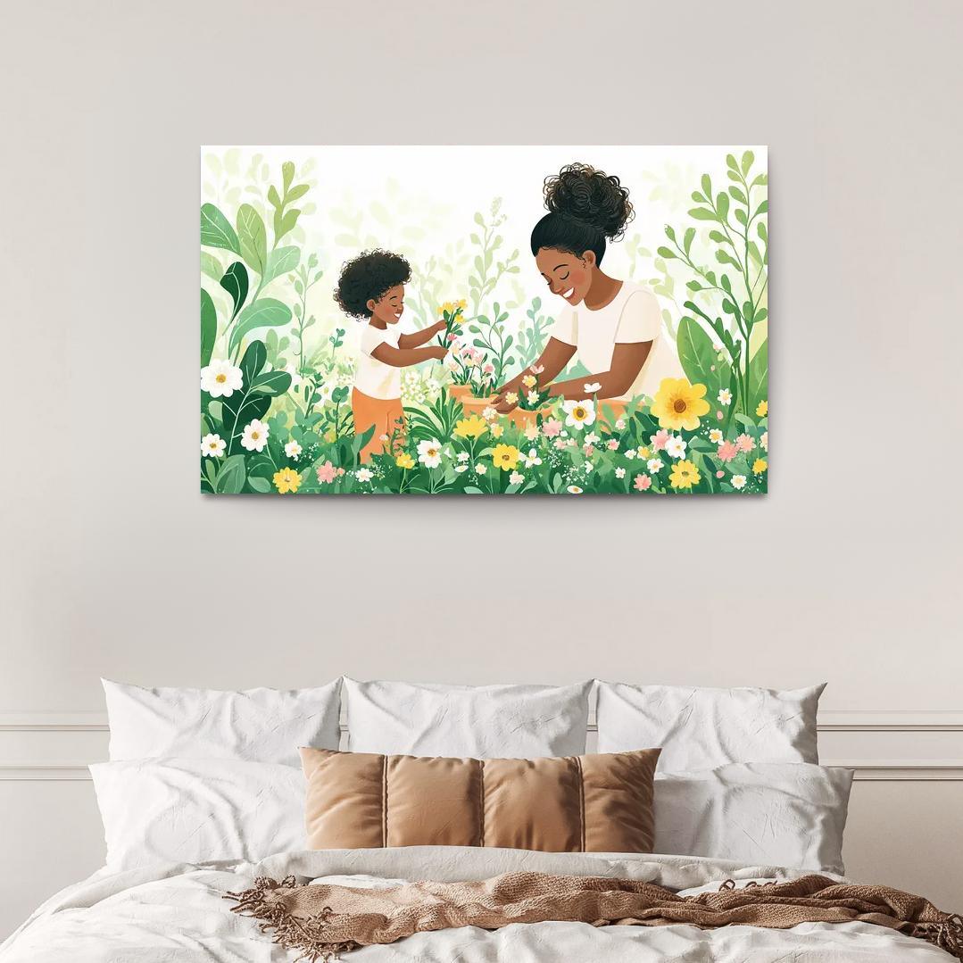 The Blossoming Path A Mothers Nurturing Journey Canvas Paintings Frame