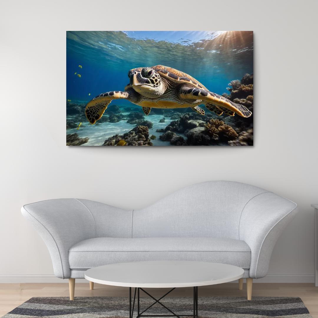 The Graceful Sea Turtle Ancient Traveler Of The Oceans Modern Paintings Frame