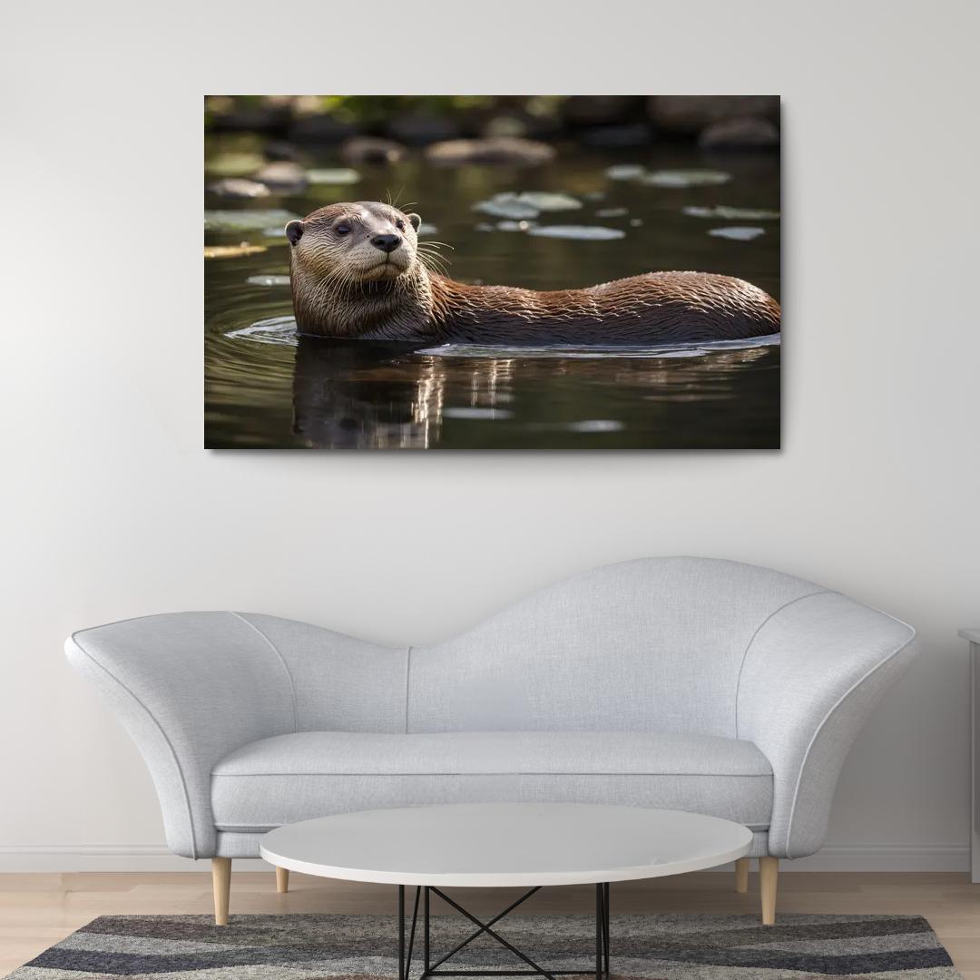 The Playful Otter The Aquatic Trickster Canvas Paintings Frame