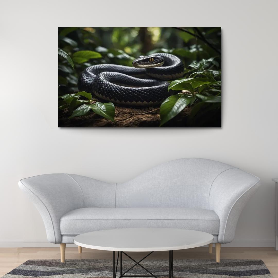 The Striking King Cobra In A Rainforest Setting Framed Paintings