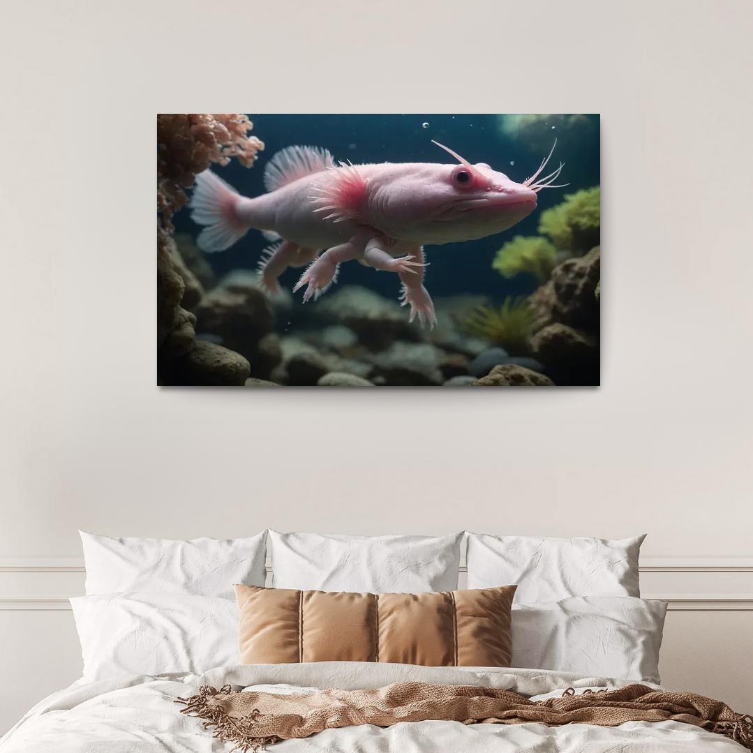 The Enigmatic Axolotl The Eternal Juvenile Oil Paintings Frame