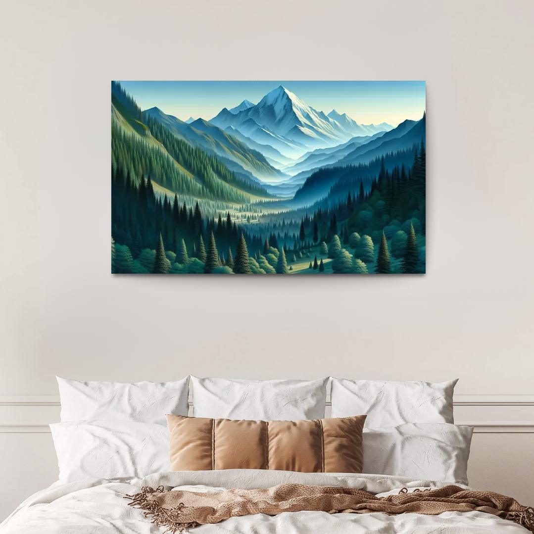 Mountain Serenity Retreat 1 Piece HD Canvas Wall Art-Original Frame