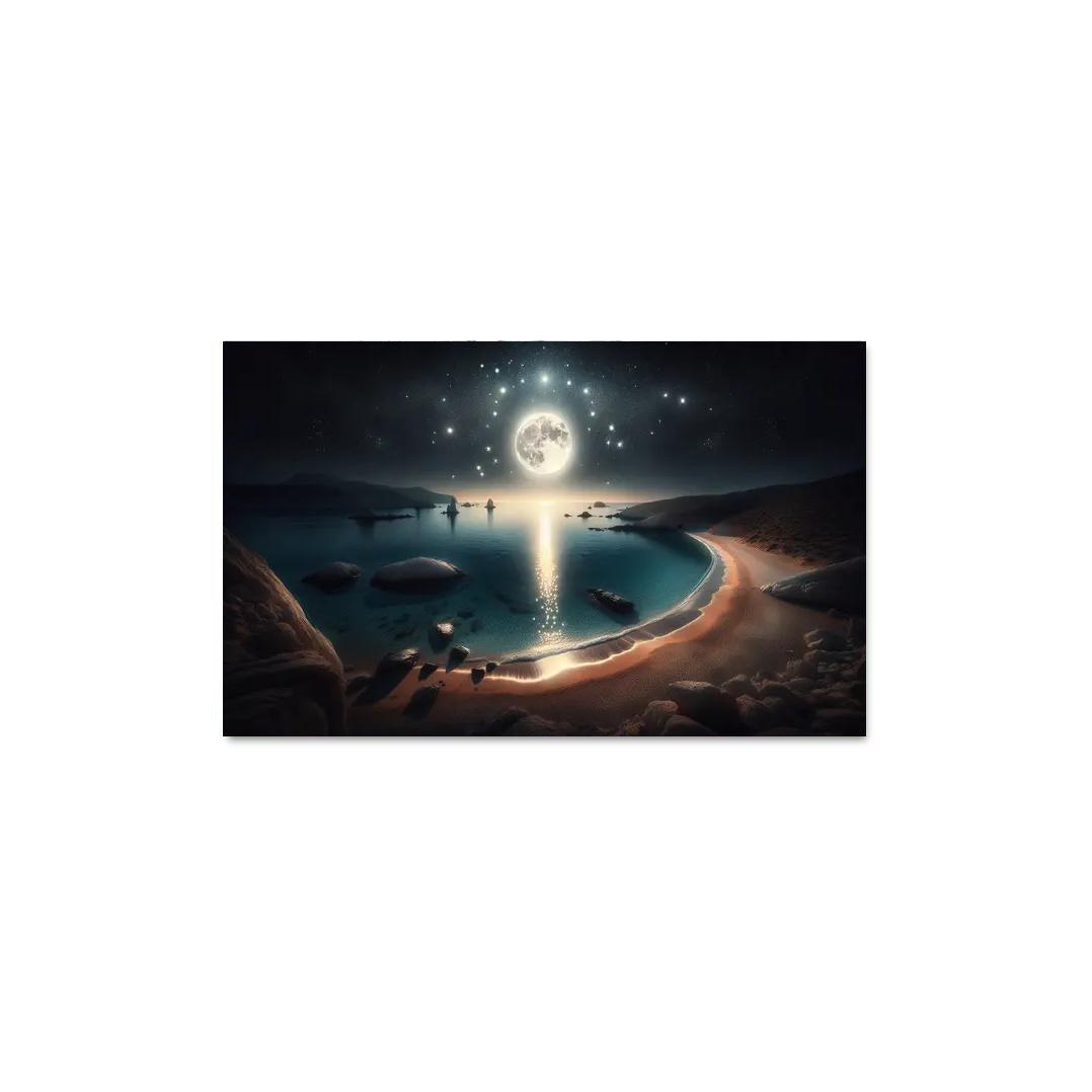 Moonlit Harbor A Coastal Retreat for Stargazers 1 Piece HD Canvas Wall Art-Original Frame