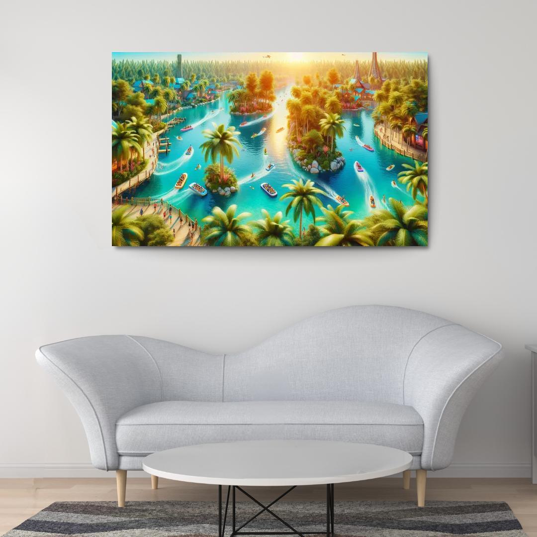 Adventure Lagoon Watersports Paradise Canvas Paintings Frame