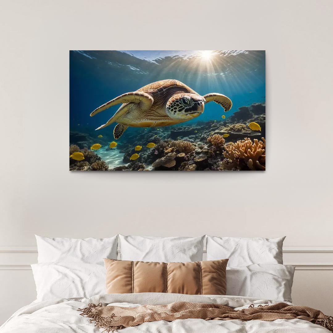 The Fascinating Great Barrier Reef Turtle Ancient Navigator Oil Paintings Frame