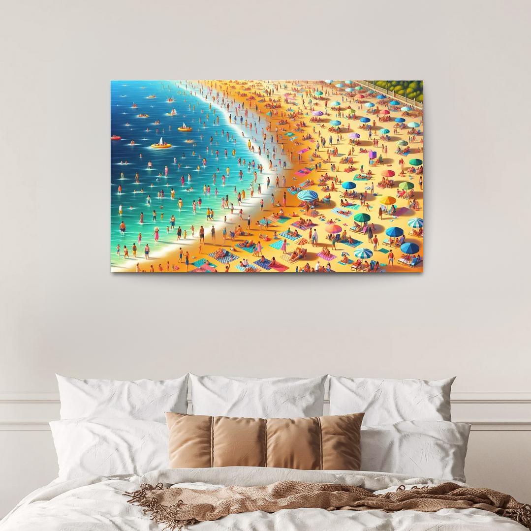 Sunny Shores Golden Beach Haven Abstract Paintings Frame