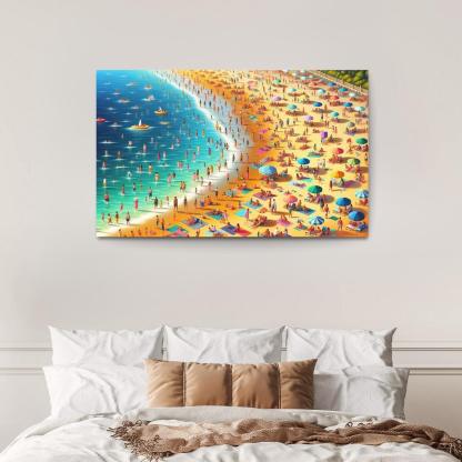Sunny Shores Golden Beach Haven Abstract Paintings Frame