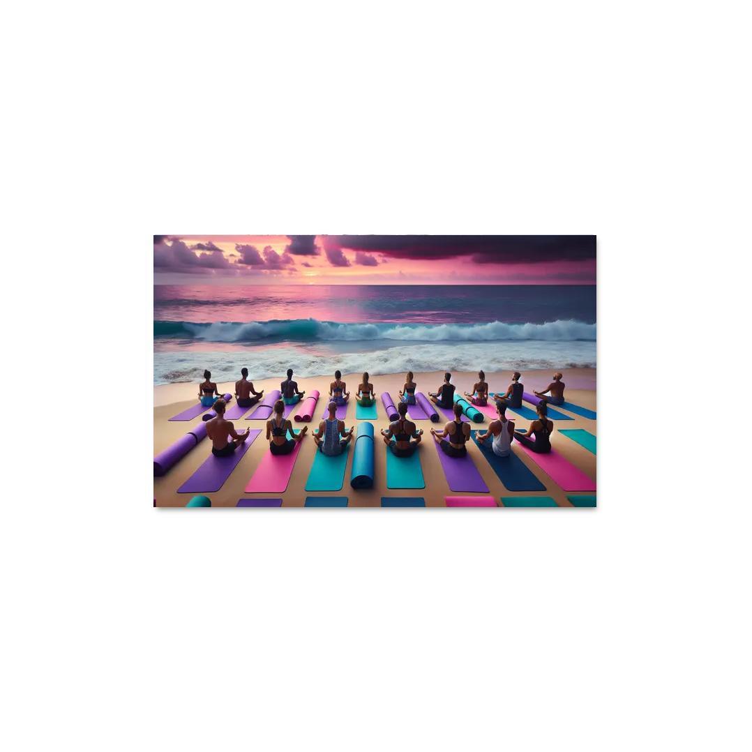 Waves Of Serenity Yoga On The Shore Modern Paintings Frame