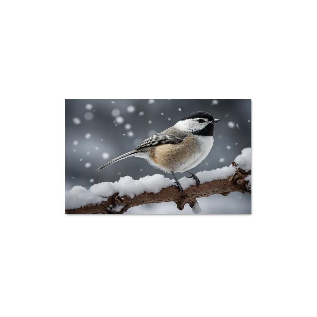 The Elegant Black-capped Chickadee In The Winter Canvas Paintings Frame