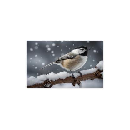 The Elegant Black-capped Chickadee In The Winter Canvas Paintings Frame