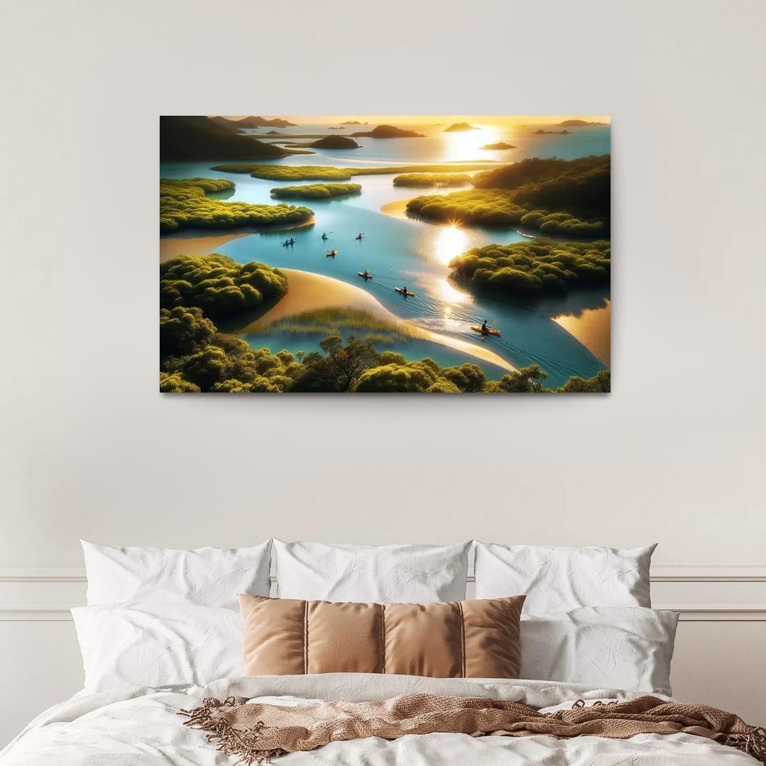 Crystal Waters A Kayaking Adventure 1 Piece HD Canvas Wall Art-Original Frame