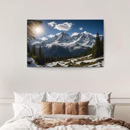 The Grandeur Of Snow-capped Peaks Oil Paintings Frame