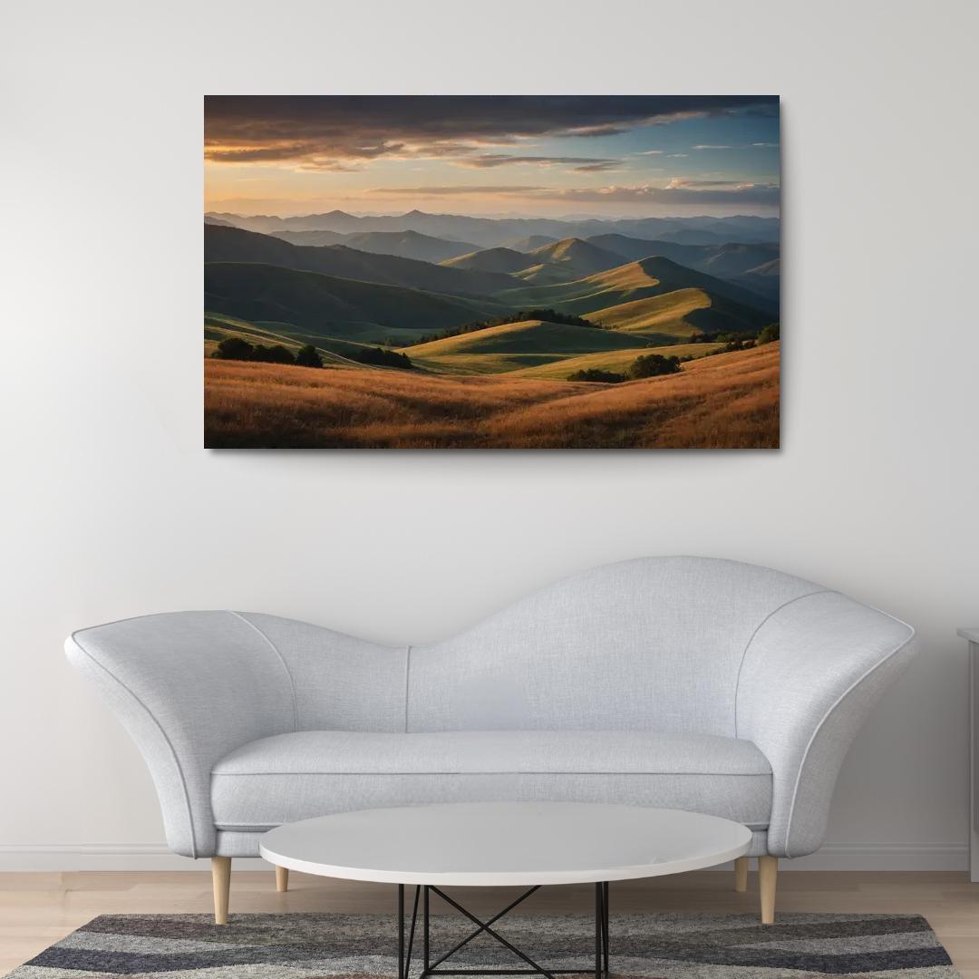 The Splendor Of Distant Mountain Ranges Oil Paintings Frame