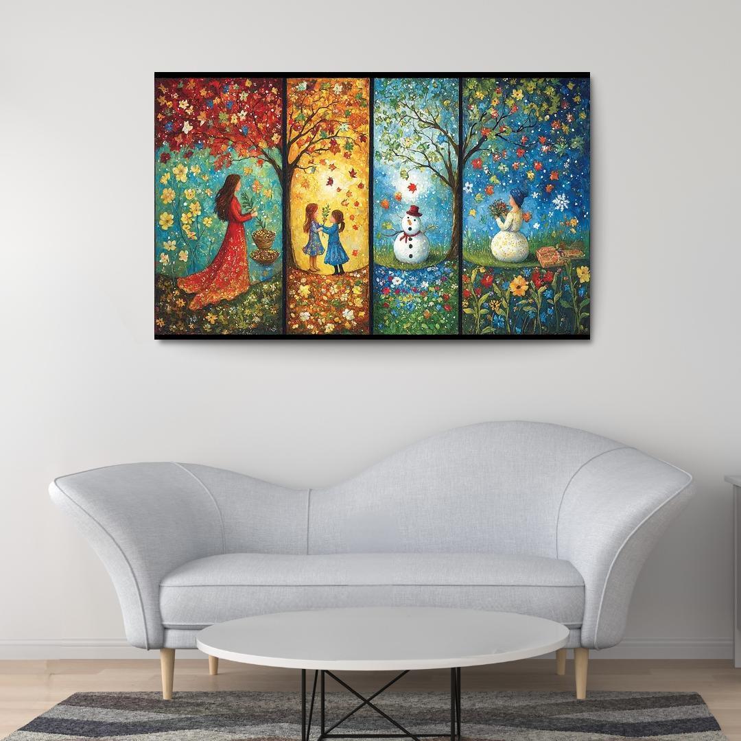 Seasons Of Growth Nurtured By A Mothers Care Custom Paintings Frame