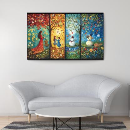 Seasons Of Growth Nurtured By A Mothers Care Custom Paintings Frame