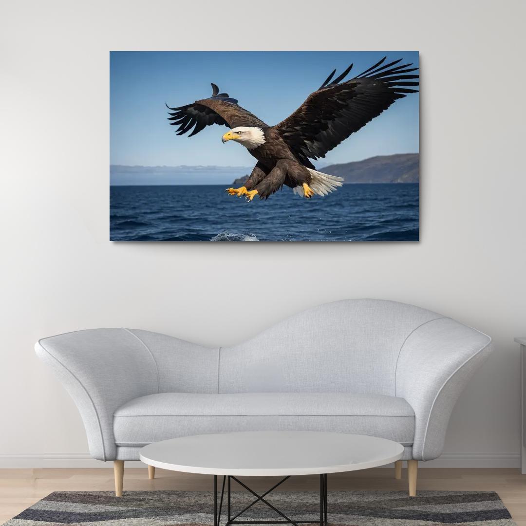 The Majestic Steller's Sea Eagle By The Sea Framed Paintings