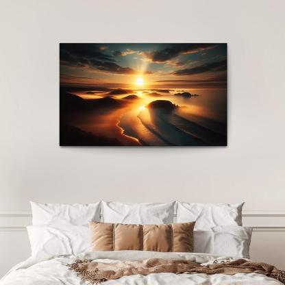 Morning Mist Beach Serene Sunrises Custom Paintings Frame