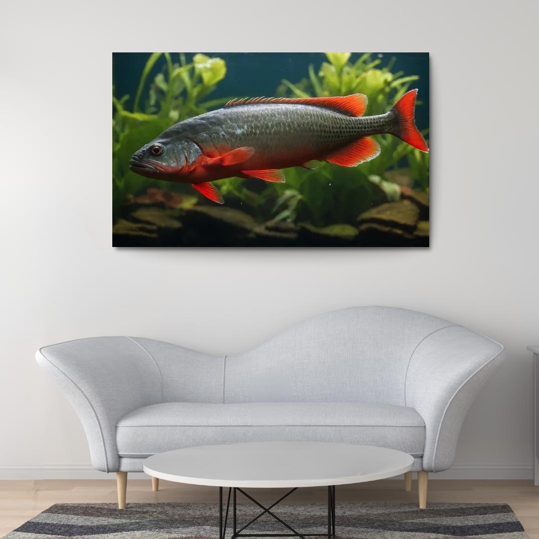 The Endearing Red-bellied Piranha In Freshwater Framed Paintings