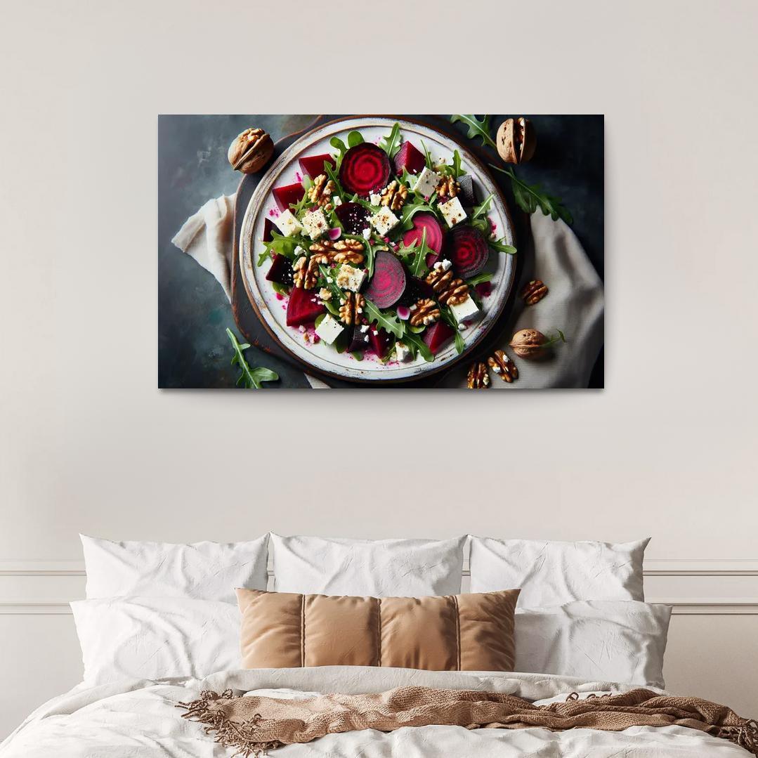 Beetroot and Feta Salad with Walnut Dressing 1 Piece HD Canvas Wall Art-Original Frame
