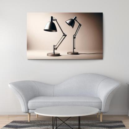 Contemporary Floor Lamp with Adjustable Shade 1 Piece HD Canvas Wall Art-Original Frame