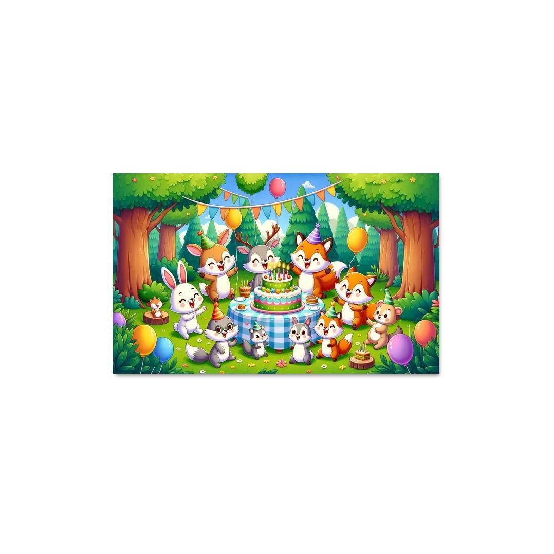 Whimsical Woodland Party 1 Piece HD Canvas Wall Art-Original Frame