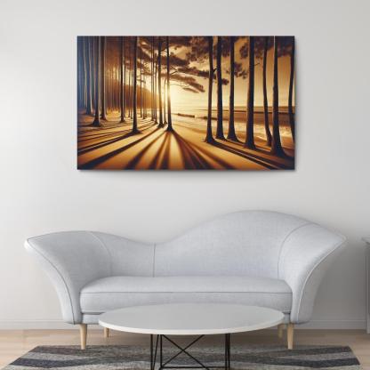 Whispering Pines Forest Meets Shore Abstract Paintings Frame