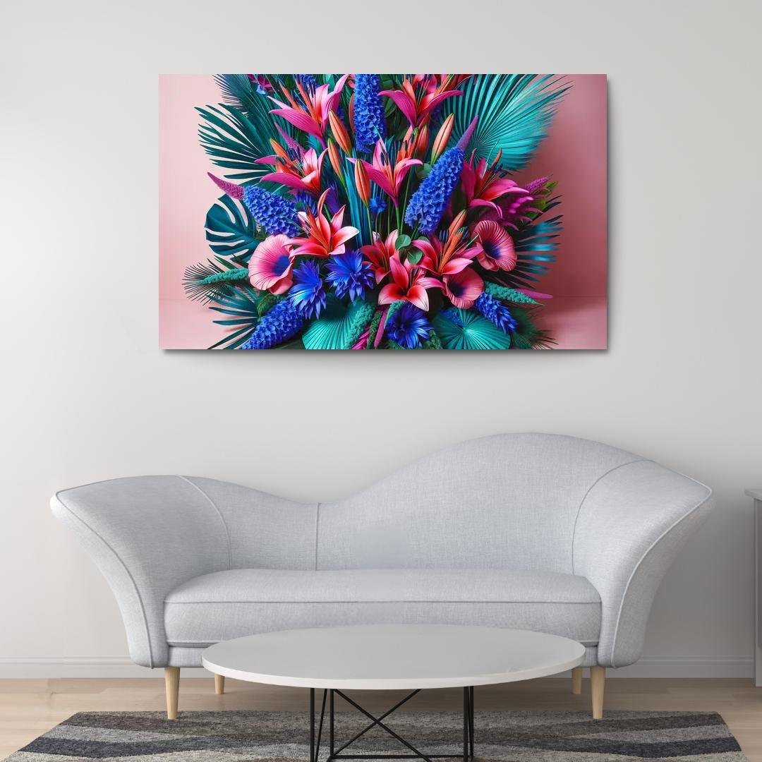 Glistening Tropics A Coastal Floral Experience 1 Piece HD Canvas Wall Art-Original Frame