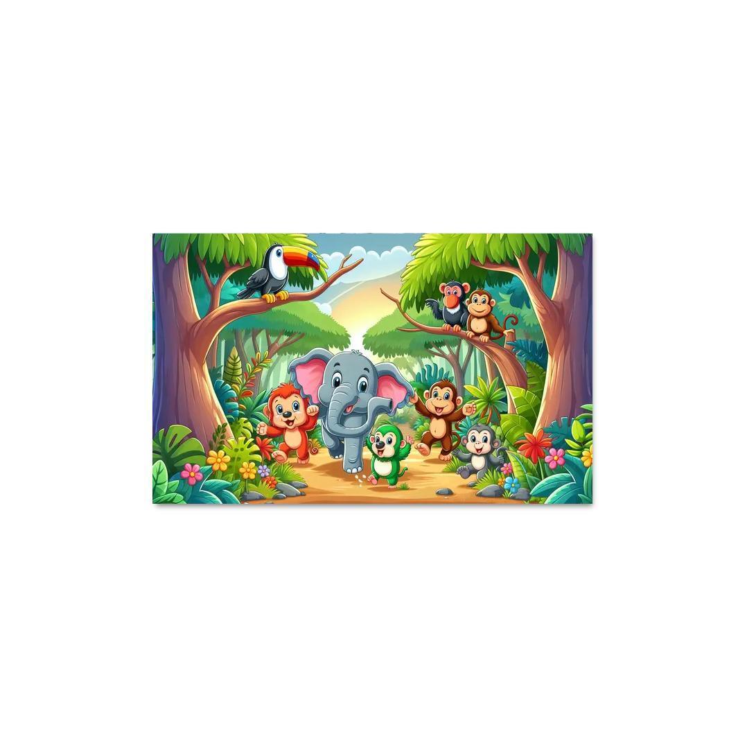 Joyful Jungle Journey 1 Piece HD Canvas Wall Art-Original Frame
