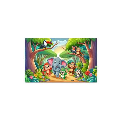 Joyful Jungle Journey 1 Piece HD Canvas Wall Art-Original Frame