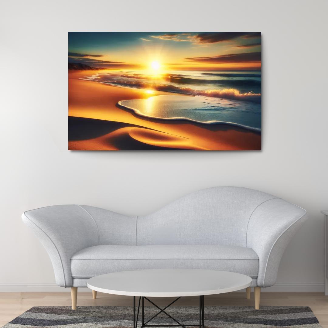 Golden Horizon Sunrise Spectacle Custom Paintings Frame