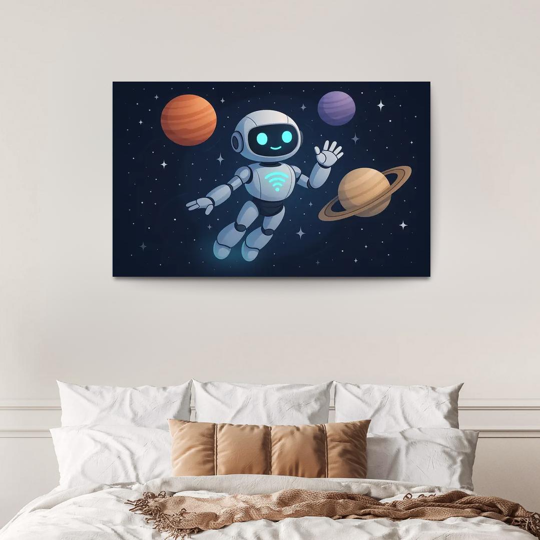 Space Robot - Interstellar Companion Framed Paintings