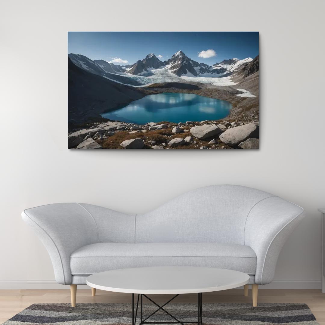The Majestic Peaks Of Glacier Ridge Modern Paintings Frame
