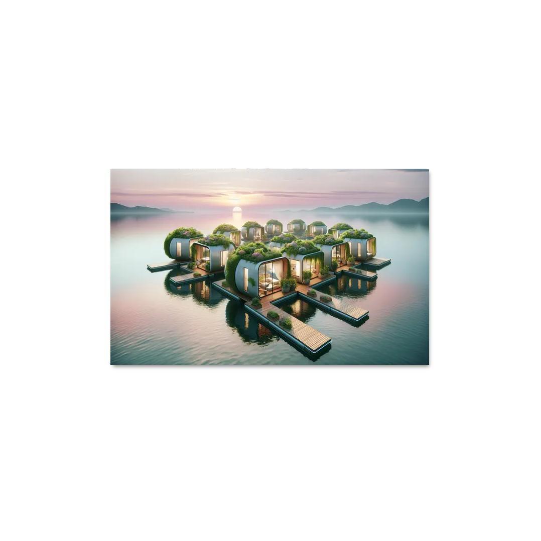 Floating Community Pods 1 Piece HD Canvas Wall Art-Original Frame