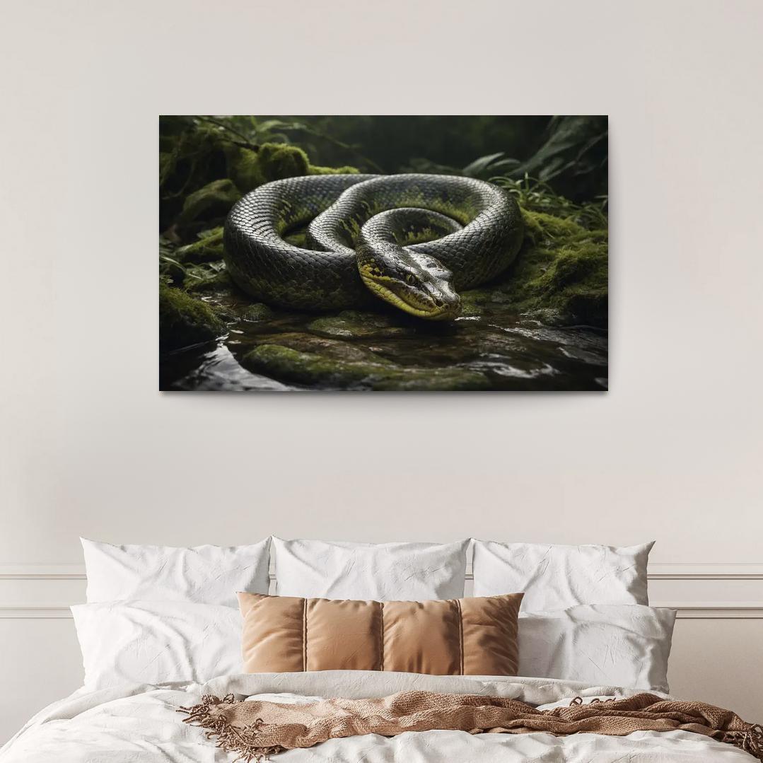 The Mysterious Green Anaconda Giant Of The Swamps Canvas Paintings Frame