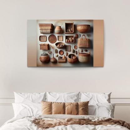 Artisan-Made Woven Baskets 1 Piece HD Canvas Wall Art-Original Frame