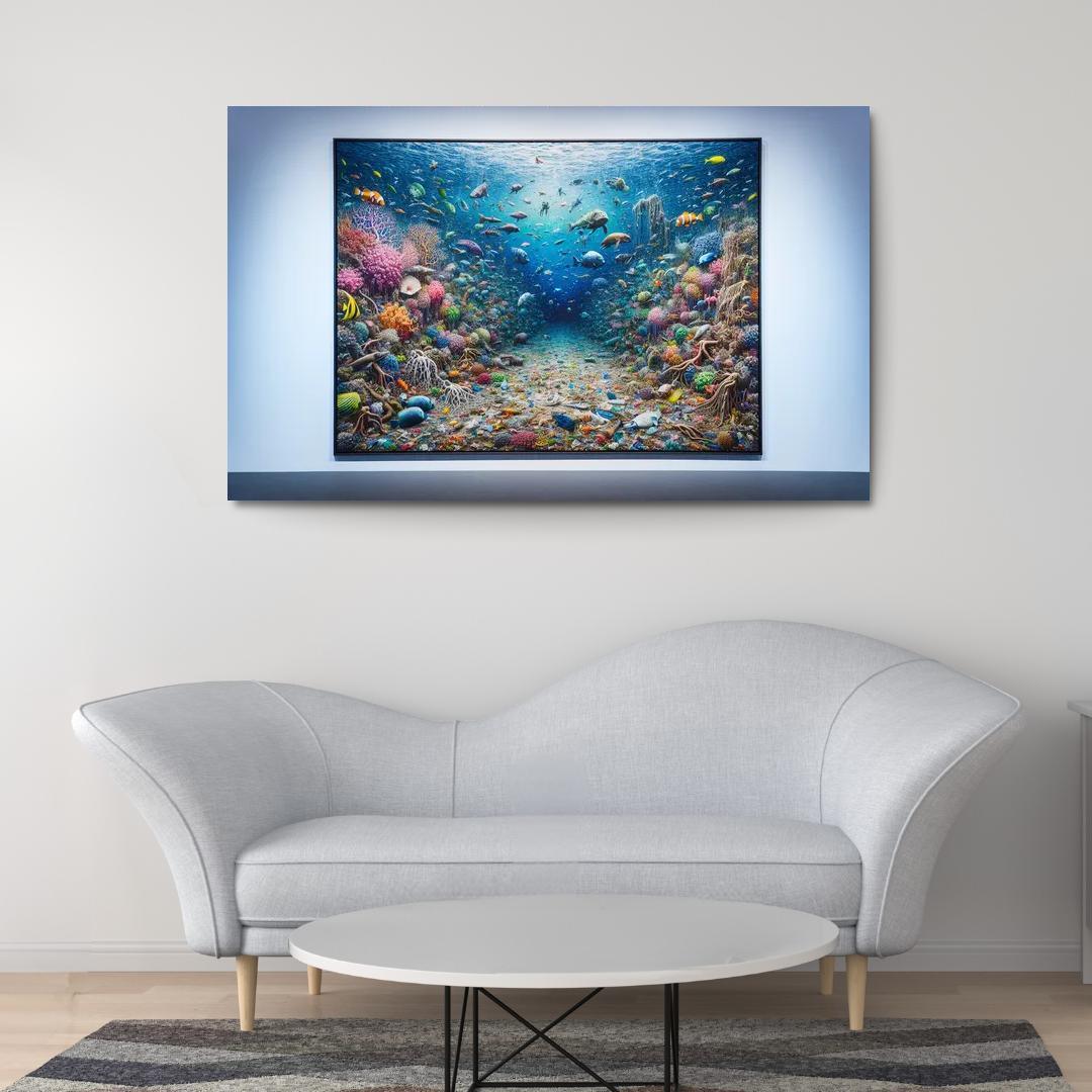 Beneath the Surface Ocean Conservation Awareness 1 Piece HD Canvas Wall Art-Original Frame