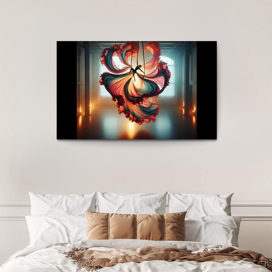 Aerial Silks Dance in the Air 1 Piece HD Canvas Wall Art-Original Frame