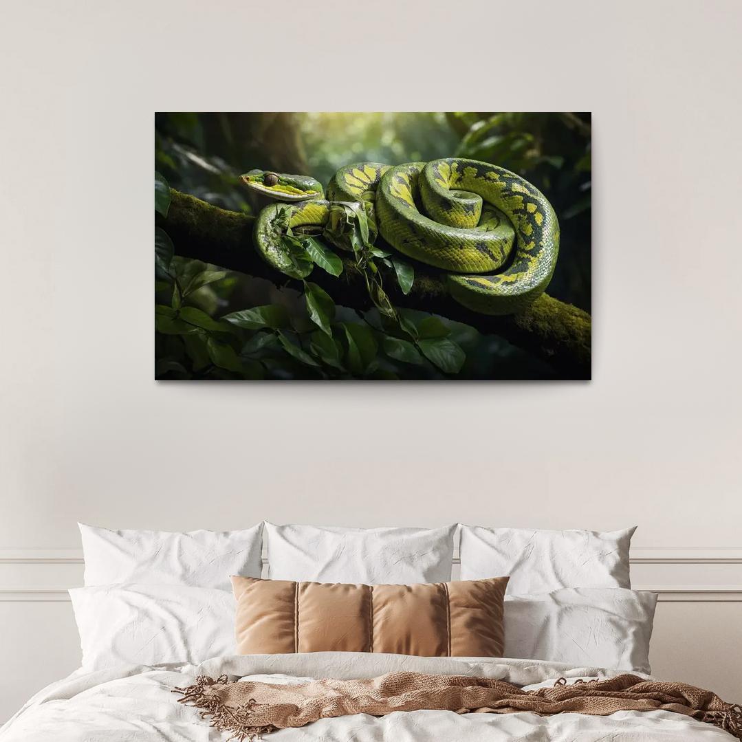 The Stunning Green Tree Python A Gem Of The Rainforest Canvas Paintings Frame