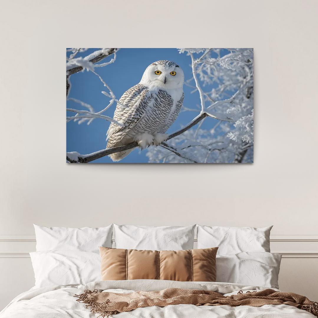 The Enchanting Snowy Owl In The Arctic Canvas Paintings Frame