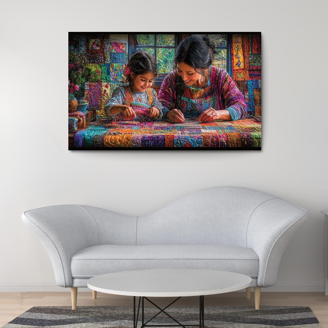 Woven With Love A Mothers Caring Tapestry Canvas Paintings Frame