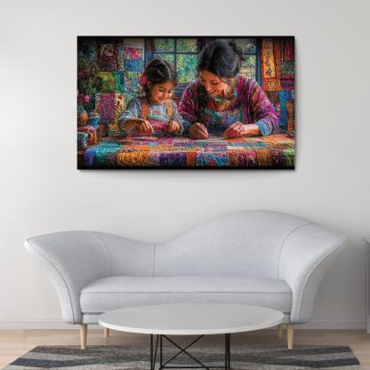 Woven With Love A Mothers Caring Tapestry Canvas Paintings Frame