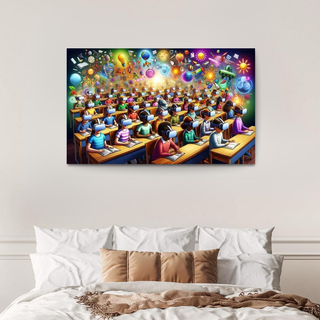 Virtual Reality in Education Transforming Learning Experiences 1 Piece HD Canvas Wall Art-Original Frame