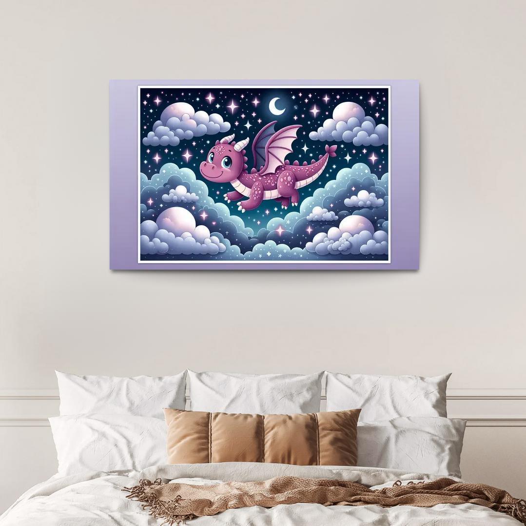 Dreamy Dragon 1 Piece HD Canvas Wall Art-Original Frame
