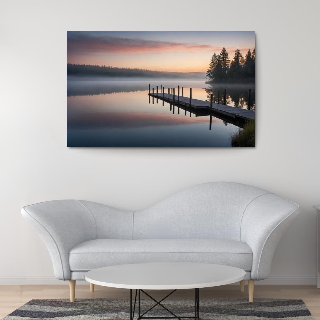 The Tranquil Horizon Of Still Waters Oil Paintings Frame