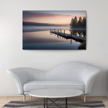 The Tranquil Horizon Of Still Waters Oil Paintings Frame